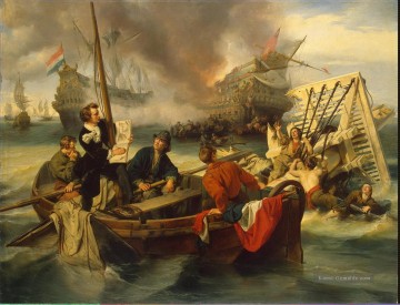  Seeschlacht Malerei - Willem van de Velde Sketching eine Seeschlacht